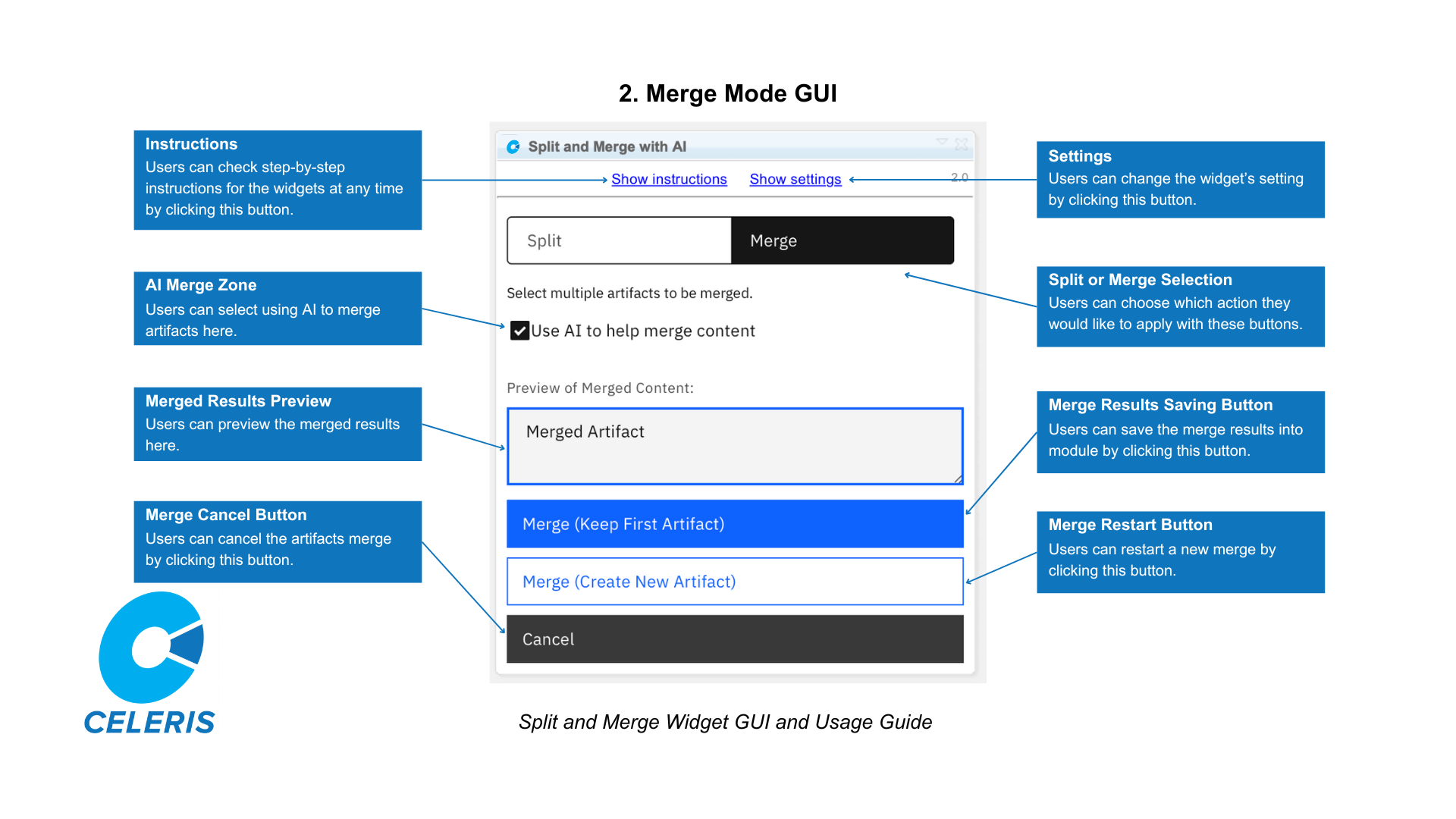 Split and Merge Widget Merge Mode GUI och användarguide