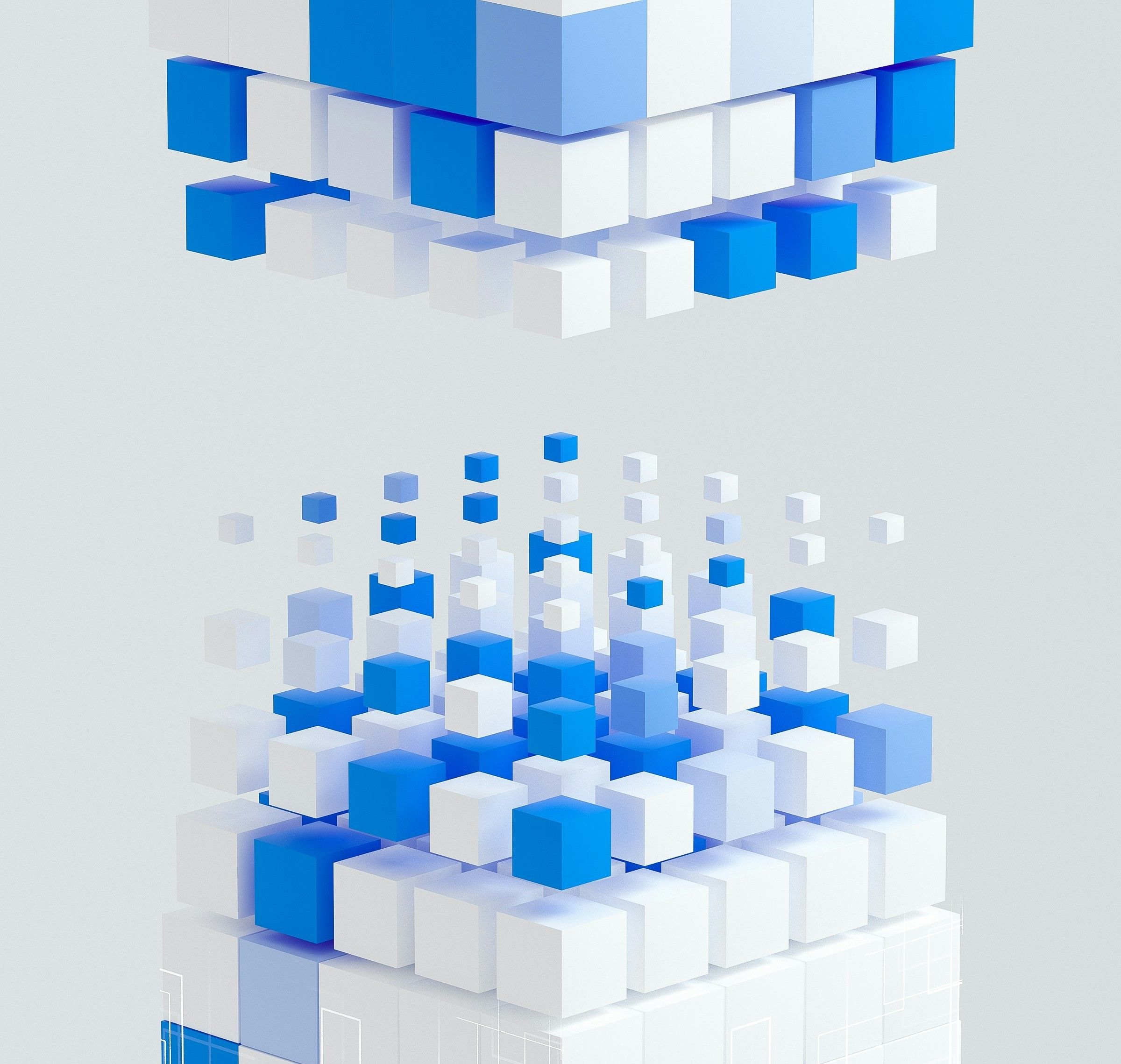 3D-kuber i olika storlekar som skapar en ny kub