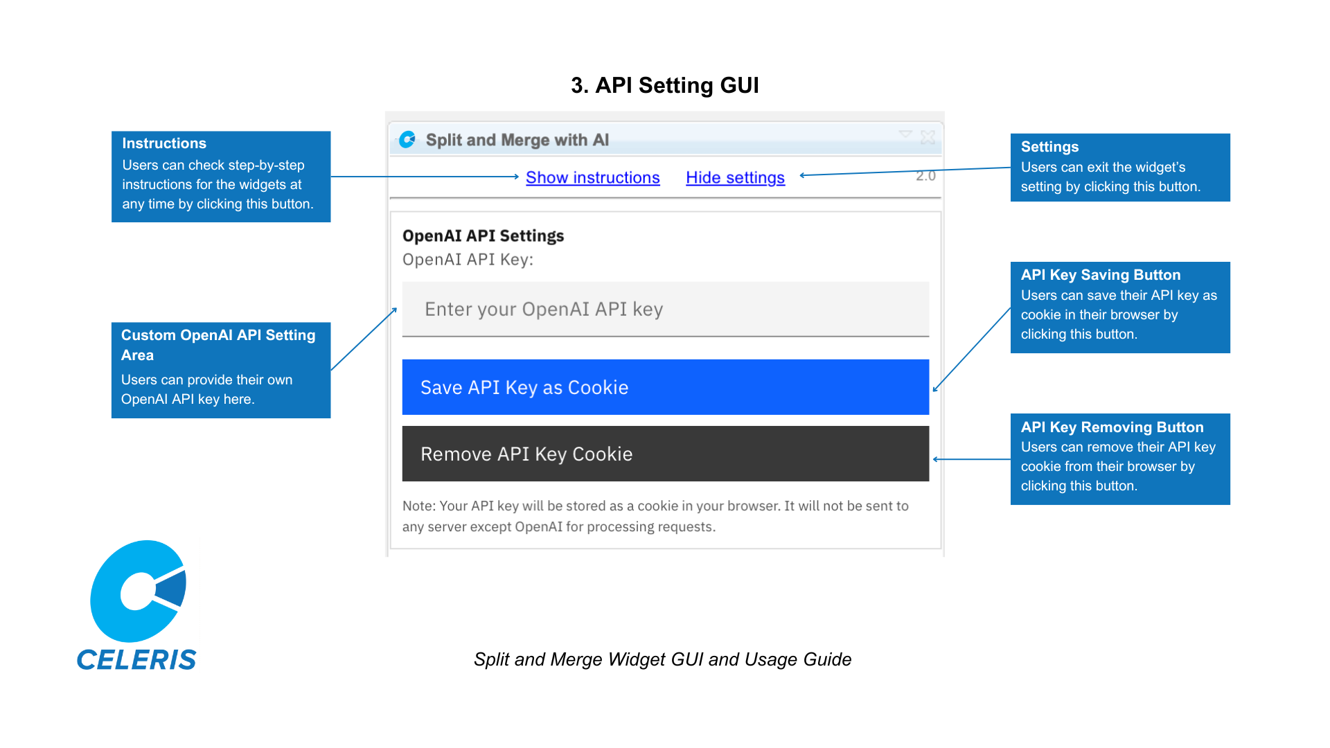 Split and Merge Widget API Setting GUI och användarguide